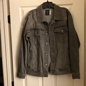 Original Use Gray Distressed Denim Jacket